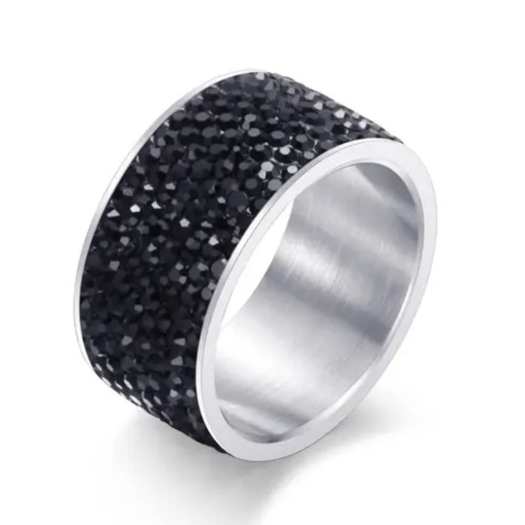 Jewelry - ⭐️235⭐️ STAINLESS STEEL CRYSTAL PAVE UNISEX ETERNITY RING